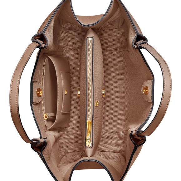 Elegant Tan Leather Tote Bag by Donna Karan - Picture 2 of 5